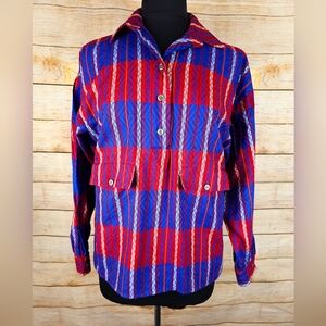 Vintage Anne Klein For New Aspects Colorful Henley Blouse Size 8